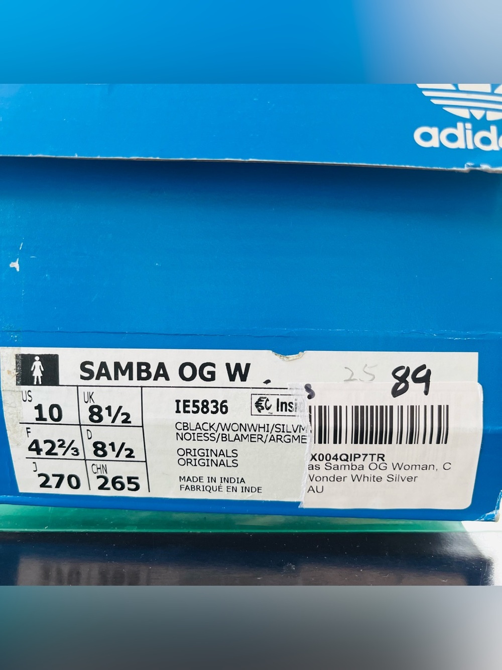 adidas Samba OG Women's Sneakers Core Black/Wonder White/Silver Metallic IE5836 - Picture 7 of 7